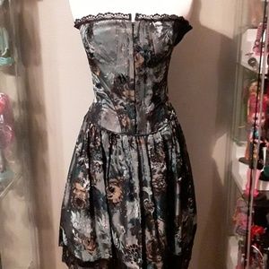 Vintage Betsey Johnson blue burn out corset dress